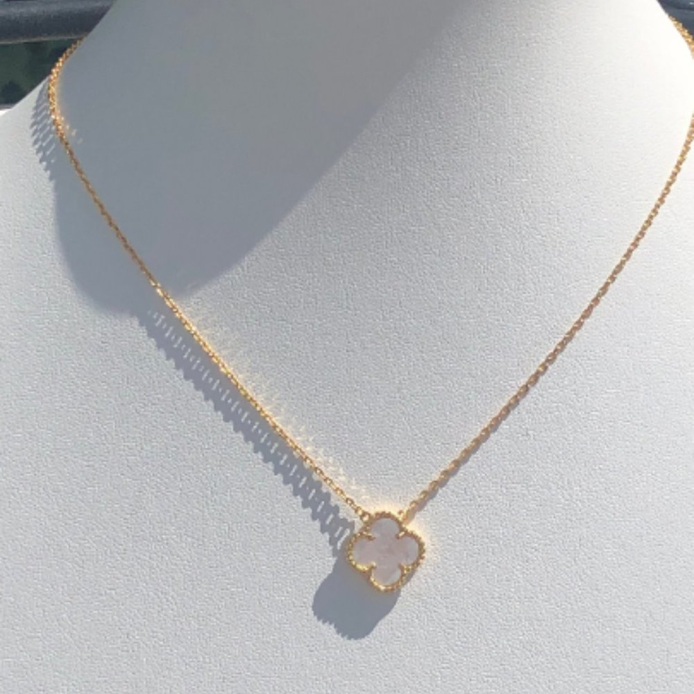- Genuine Solid Mother of Pearl Clover Pendant